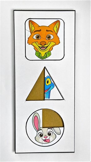 Zootopia DIY Cardboard Shapes Puzzle Game Challenge | Easy Paper Crafts #papercraft​ #games​ #shorts