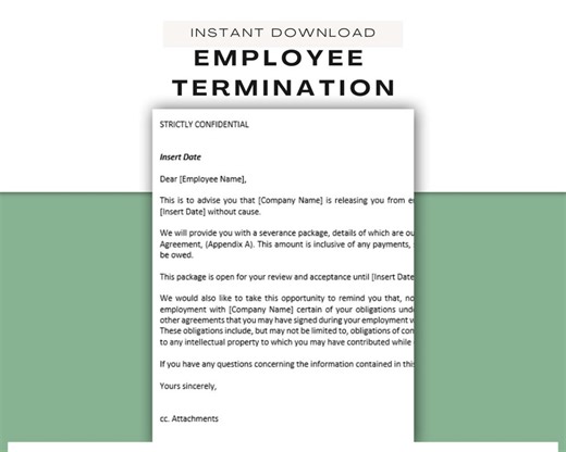 Employee Termination Template, HR Forms (word & PDF) - Etsy