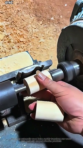 Automatic Wood Lathe Turns Raw Wood into Perfect Shapes in Seconds 🔥