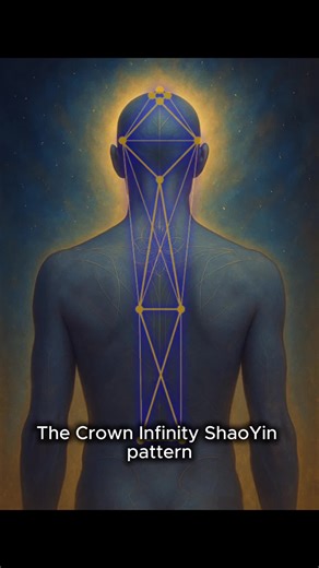✨ Crown Infinity • ShaoYin Pattern New Encoding Pattern from Esoteric Acupuncture In the silence of the crown, a torus begins to breathe. Fire and water merge through the hourglass of the soul — a living, spinning field of remembrance. The ShaoYin axis becomes a stargate: ☯ Heart ↔ Kidney ☯ Above ↔ Below ☯ Inwards ↔ Outwards ☯ Expansion ↔ Collapse ☯ Essence ↔ Spirit As the spin increases, filaments of light awaken. The Lightbody becomes dense with knowing. 🌀 #esotericacupuncture #CrownInfinity 