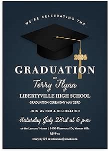 Let's Make Memories Personalized Graduation Announcements Class of 2026 - Premium Quality Invitations - 5x7 - Custom Cards & White Envelopes - Cap + Tassel - 50