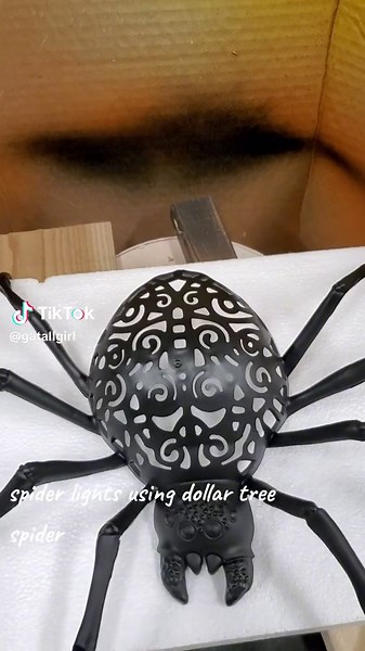 Easy spider wall lights. #halloweendiy #halloween #dollartreediy #spooky