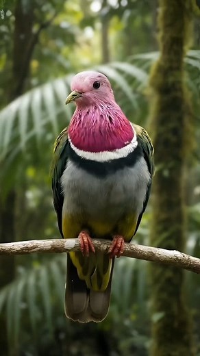 🌿 Unseen Beauty of Nature – Meet the Pink-Headed Wonder 💖 ✨🎣 4K The pink-headed fruit dove also known as pink-necked fruit dove or Temminck's fruit pigeon, is a small colourful dove. The pink-headed fruit dove is a resident breeding endemic bird in Indonesia where it occurs in the mountain forests of Sumatra, Java and Bali at altitudes of 1000-2200 m. Scientific name Ptilinopus porphyreus #PinkHeadedFruitDove #ColorfulBirds #birdsofinstagram #BirdWatching #naturelovers #nature #WildlifeReel #