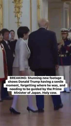 859K views · 6.7K reactions | BREAKING: Stunning new footage shows Donald Trump having a senile moment, forgetting where he was, and needing to be guided by the Prime Minister of Japan. Holy cow. | Democratic Wins Media | Facebook
