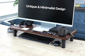 Walnut Wood Monitor Stand: Ergonomic Desk Organizer - Etsy