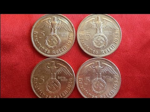 GERMANY 5 SILVER REICHSMARK 1936,1937,1938,1939 - Paul von Hindenburg