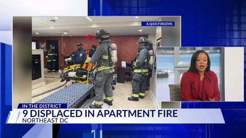 DC firefighters battle high-rise apartment building fire in bitter cold; 9 displaced