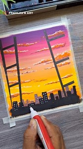 🌇 Easy Sunset Cityscape Drawing with Oil Pastels #art #artist #city #citynights #sunset #oilpastel #oilpastelart @topfans | Prahlad's ART