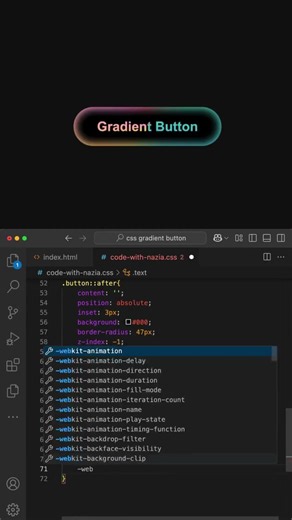 Gradient Glow Button HTML CSS #coding #htmlcss #cssbutton #shorts