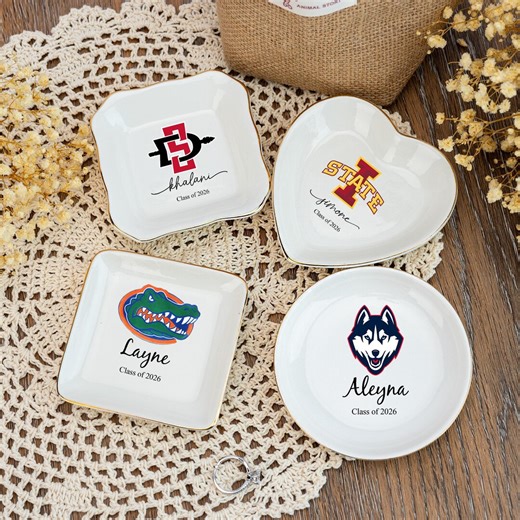 Personalized University College Logo Ring Dish,graduation University Jewelry Tray,college Logo Ring Holder,grad Gift for Daughter,dorm Decor - Etsy