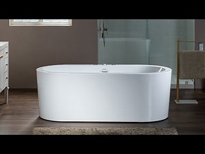 WOODBRIDGE BJ200 66" Whirlpool Water Jetted and Air Bubble Freestanding Heated Soaking Bathtub
