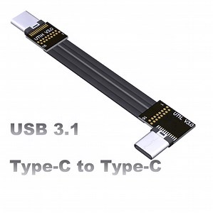 [Hot Item] 6A Flat Ribbon FPC Fpv Ribbon USB 3.1 Type C 90 Degree Angled Charging Data Cable with Shielding