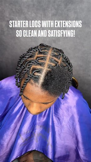 TIMA THE HAIRSTYLIST on Instagram: "STARTER LOCS WITH EXTENSIONS 🔥✨ He came in with short hair and left fully loc’d up 👑 Clean parts, perfect grip, and a natural full look that lasts! No slipping, no unraveling — just flawless results 💯 I used Timaa Slayz Hair Extensions + Timaa Slayz Hair Growth Oil to achieve this transformation 🌱 Both products are made to protect, strengthen, and grow your hair naturally while keeping your style fresh and long-lasting. 💈 How to Book: Under Protective Sty