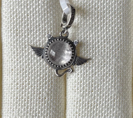 Kunzite Pendant: Crystal Jewelry, Angel Wings Devil Horns Charm, 925 Silver - Etsy