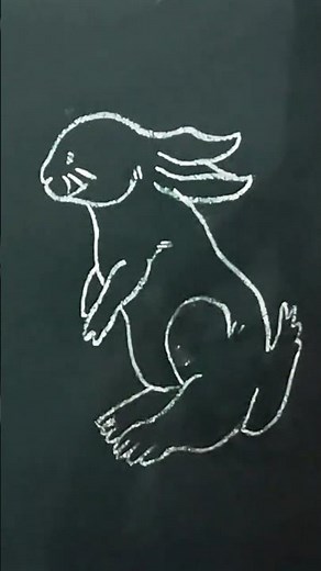 Easy Rabbit Drawing with Chalk | Simple Bunny Chalk Art for Beginners#drawing #ytshorts