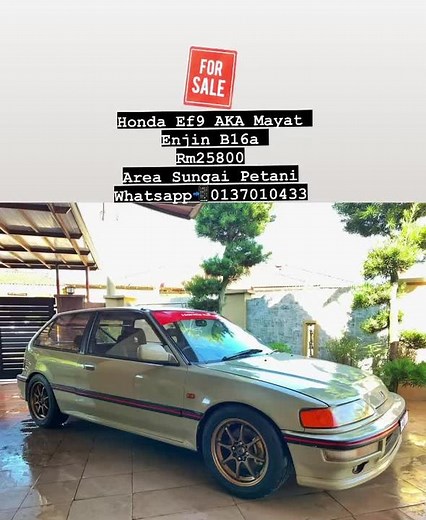 Honda Mayat Untuk Dijual - engine 16a - piston 16b - cam 16b - throttle body s90 - intake 16b - air filter k&n - bar depan - maunting 4 biji baru - adjustable HWL - tayar depan Kumho Semi - tayar belakang toyo r1r - monkey bar belakang - seat ef9 - seat belakang ef9 - stereng imola - dashboard crx - meter crx - spoiler ef9 - mufler pro racer - non power stereng - timing belt baru - aircond sejuk - engine bay baru spray - bumper ef9 - singnal ef9 - doortrim ef9 - lower arm alloy hardrace - uppera