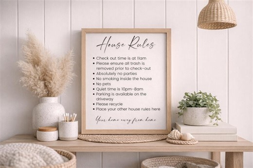 House Rules Sign Template, Editable House Rules Printable, Guest Rules Sign, Rental House Rules Poster, Host Rules Template, Canva Sign - Etsy