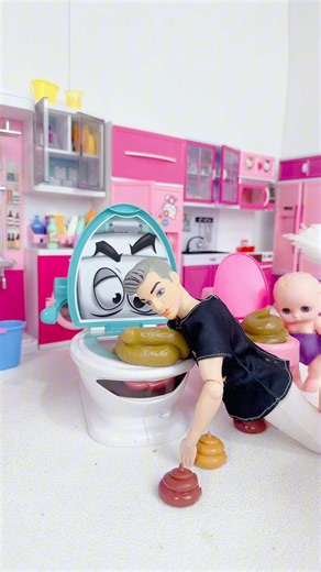 Satisfying With Unboxing Barbie Doll And Pink Toilet #toys #doll #barbie