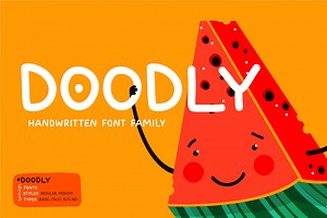 Doodly. Handwritten font family, a Sans Serif Font by Luxfont