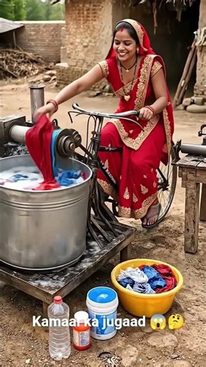 Amazing Bicycle Powered Washing Machine 😱 | Smart Village Jugaad Innovation 🚲🧺