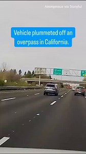 2M views · 10K reactions | Motorists had a lucky escape after a vehicle plummeted off an overpass and onto Interstate 5 in Sacramento, California. | 48 Hours | Facebook