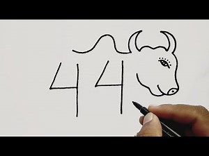 How To Draw Ox From 44 Number l Drawing Pictures l Ox Drawing Easy l Number Drawing l Tipsclub