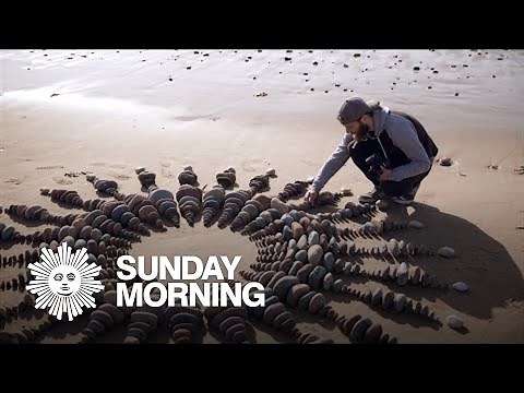 Land artist Jon Foreman, whose canvas is a beach