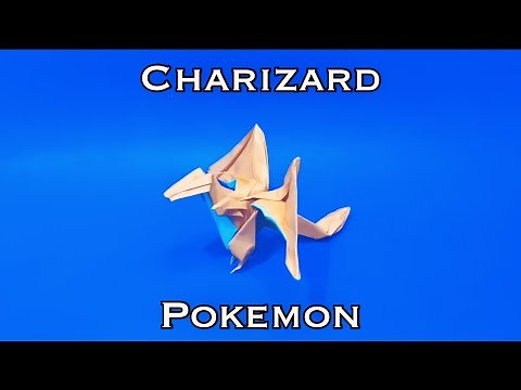 How to make origami Charizard Pokemon tutorial