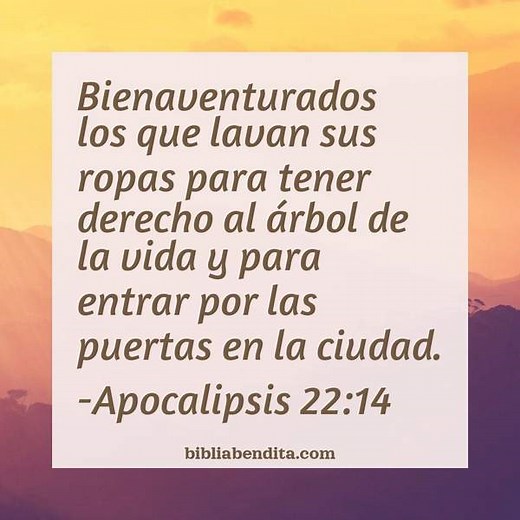 Explicación Apocalipsis 22:14. 'Bienaventurados los que lavan sus ropas para tener derecho al árbol de la vida y para entrar por las puertas en la ciudad.' - BibliaBendita