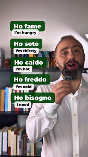 Ciao amici! 🇮🇹 Let’s learn some basic Italian expressions you’ll use every day: • Ho fame – I’m hungry • Ho sete – I’m thirsty • Ho caldo – I’m hot • Ho freddo – I’m cold • Ho bisogno – I need How do you say “I’m sleepy” in Italian? Write your guess in the comments! 💬👇 📚 Use the link in our bio to request a free trial lesson with us! #learnitalian #italianlesson #italianforbeginners #italiangrammar #italiancourse | Italmente - Online Italian School