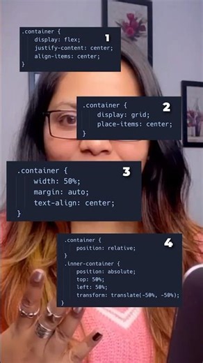 📌 4 Ways to center a DIV 🔥 #shorts #ytshorts #html #css