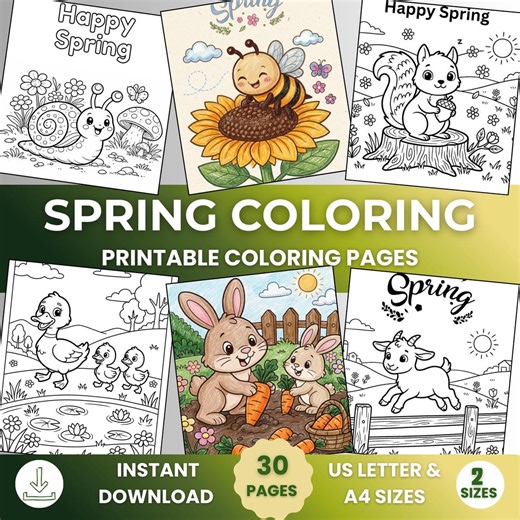 Spring Animals Coloring Pages, Activities for Kids (digital Download) - Etsy