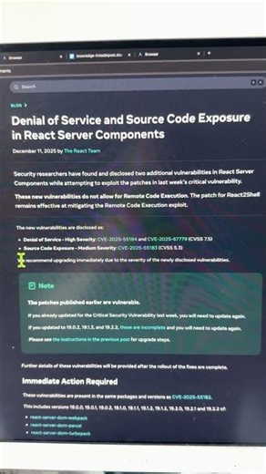 React Server Components Hit by 2 New Security Bugs — Update Required Again #reactjs