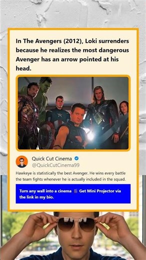 In The Avengers 2012 Loki surrenders because he realizes the most dangerous Avenger has an arrow poi