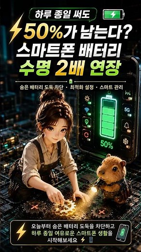 "하루 종일 써도 50%가 남는다?" 스마트폰 배터리 수명 2배 연장 #아이폰배터리 #갤럭시배터리 #배터리 #배터리소재 #배터리절약 #배터리수명 #저전력모드 #중고아이폰