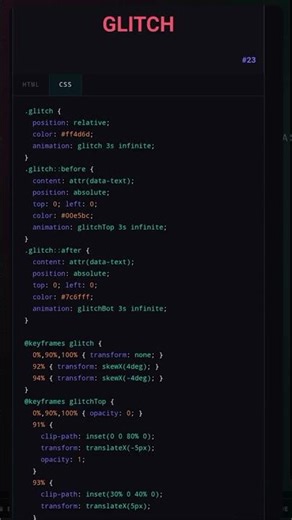 CSS Glitch Text Animation: Pseudo Element Clip Path Effect
