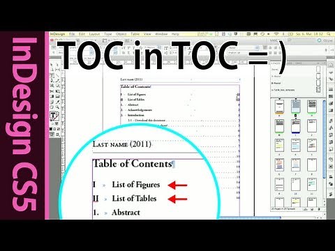 InDesign tutorial - Including lists into your TOC (Inception :P )