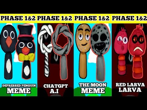 Making Sprunki OC Depressed Penguin, CHATGPT, The Moon, Red Larva Phase 1&2 #sprunki #sprunkioc