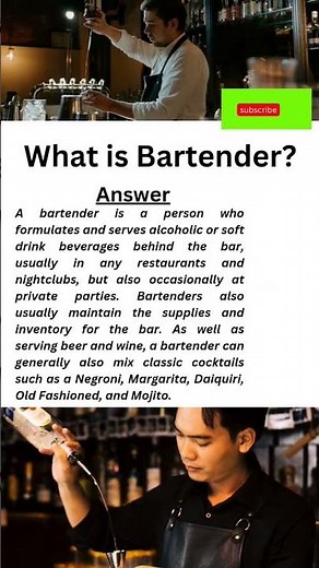 What is Bartender? | Bartender jobs interview question and answer| Bartender| #bartender #interview
