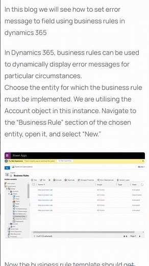 How To Show Error Message Using Business Rules In Dynamics 365
