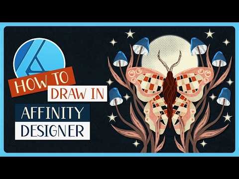 Digital drawing tutorial in Affinity Designer 2 | Magical moth illustration