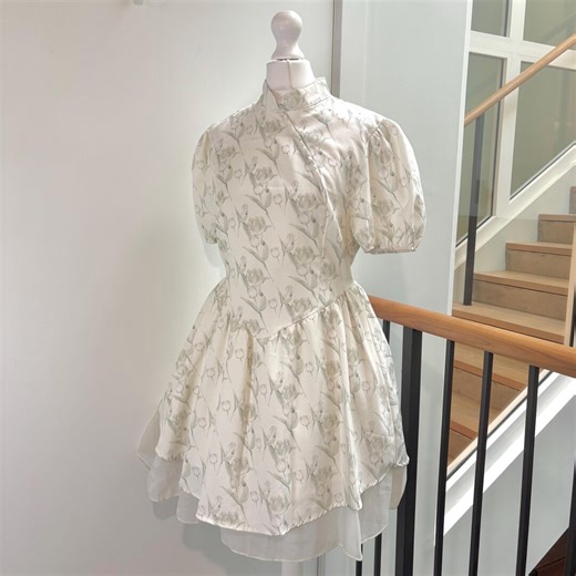 Floral Printed Mandarin Collar Aline Dress UK8 - Etsy