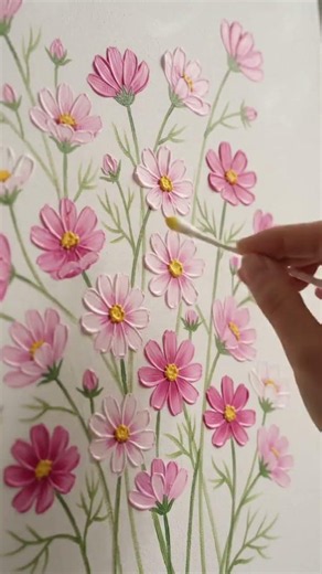 🌸 How to Paint Tiny Cosmos Flowers with a Q-Tip