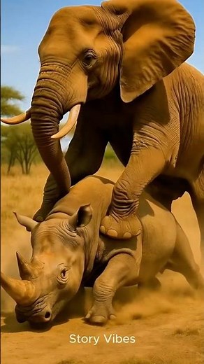 Epic Battle Between Elephant and Rhino in the Heart of Africa’s Jungle #animals #elephant #wildlife