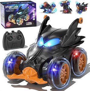 Bat Remote Control Cars for Boys 4-7, 2.4Ghz Rechargeable RC Stunt Car with Cool Lights Toys Gift for Boys Age 4 5 6 7 8 Year Old Outdoor Toys