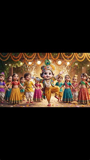Cute Little Shri Krishna Dancing on Radha Ji Song | Animated Devotional Dance Video