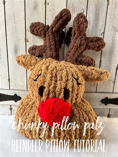 Chunky Yarn Finger Knitting Reindeer Pillow Tutorial (digital File With Instructions and Video) - Etsy