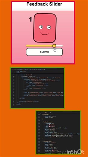 Animation feedback slider coding html | CSS | JavaScript #shorts #coding a#ai #animation