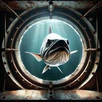 Barracuda Fish Coming Through a Ship's Porthole Underwater