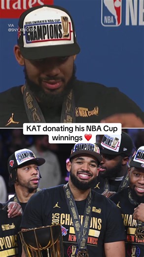 KAT plans to donate his $530,000 NBA Cup winnings to a foundation in the Dominican Republic 🙌 (via @SNY) #knicks #basketball #nba